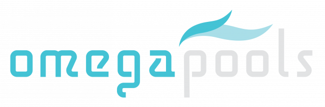 Omega Pools logo with wave design