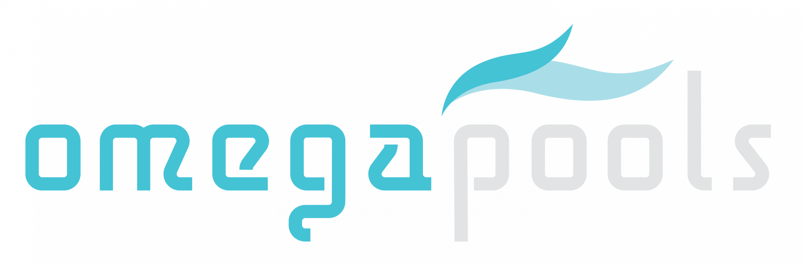 Omega Pools logo with wave design