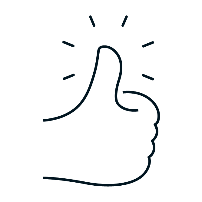 Illustration of a thumbs-up gesture.