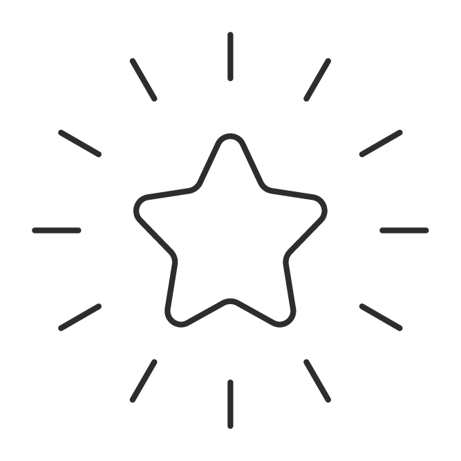 Outlined star with radiating lines